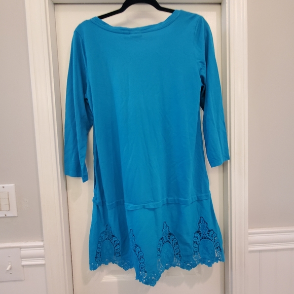 LOGO by Lori Goldstein Blue 3/4 Sleeve Tunic Size M - Picture 2 of 4